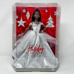 Barbie Signature Holiday 2021 African American Braids Silver Dress Sealed Box